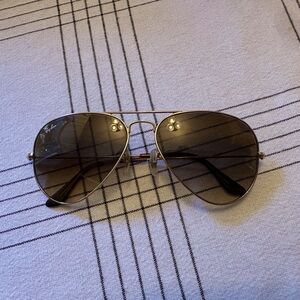 Women Ray ban aviation sunglasses brown with gold color frame
